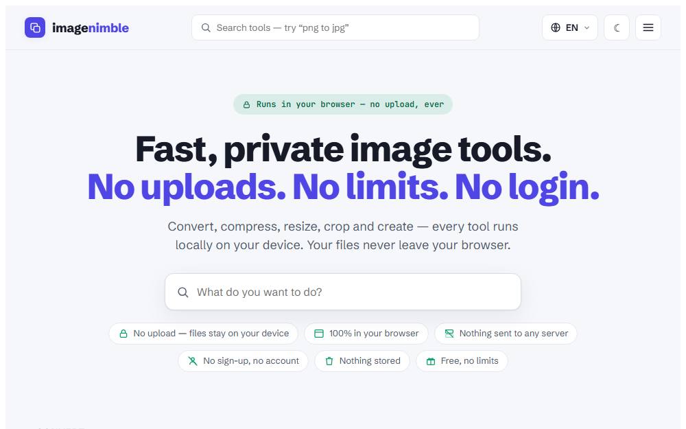 Screenshot der Website imagenimble