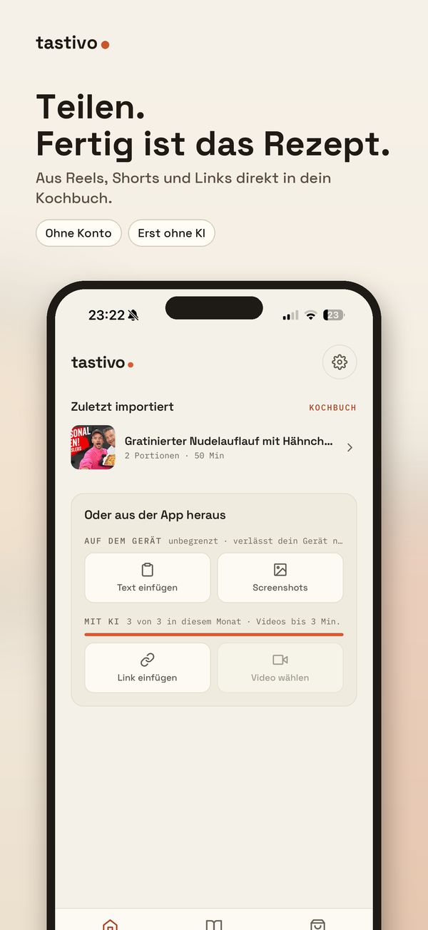 Screenshot 1 der App tastivo für iOS