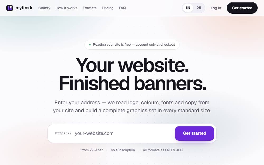 Screenshot of the website myfeedr