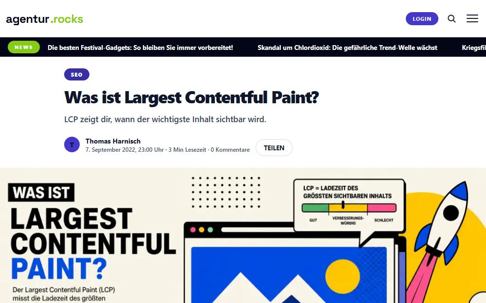 Screenshot agentur.rocks/was-ist-largest-contentful-paint-lcp