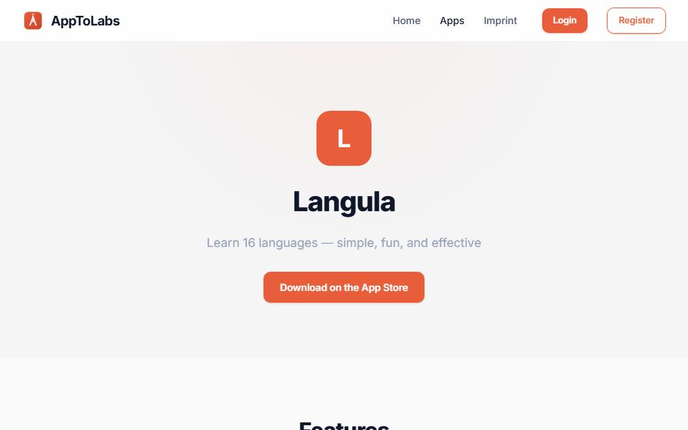 Screenshot apptolabs.com/apps/langula/