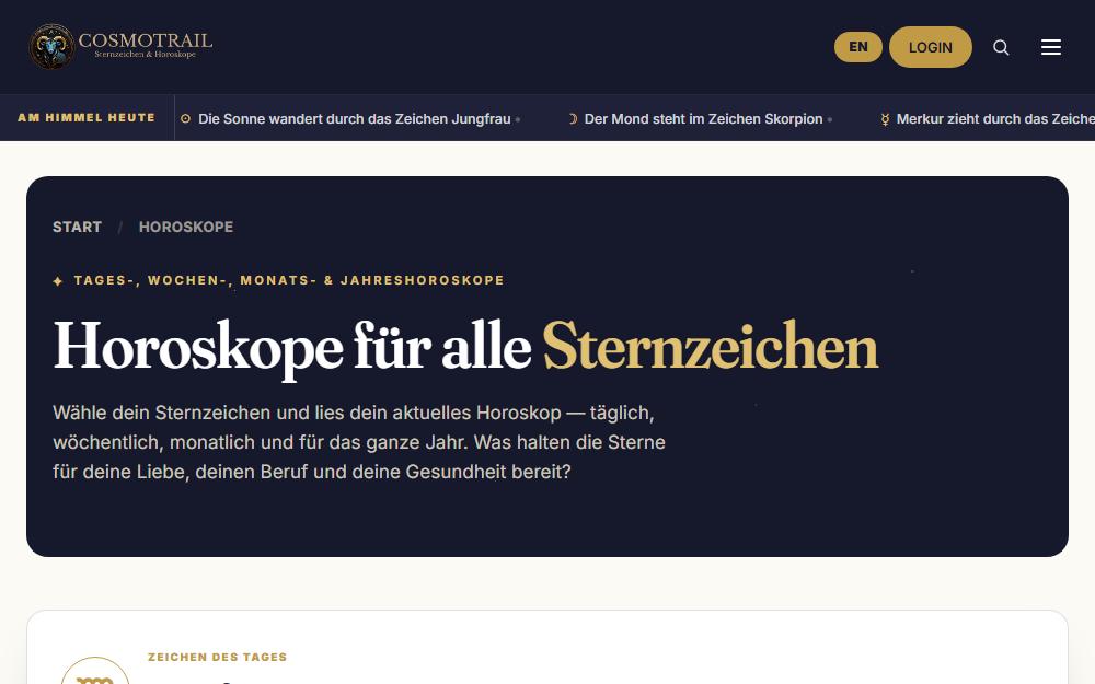 Screenshot cosmotrail.com/horoskope