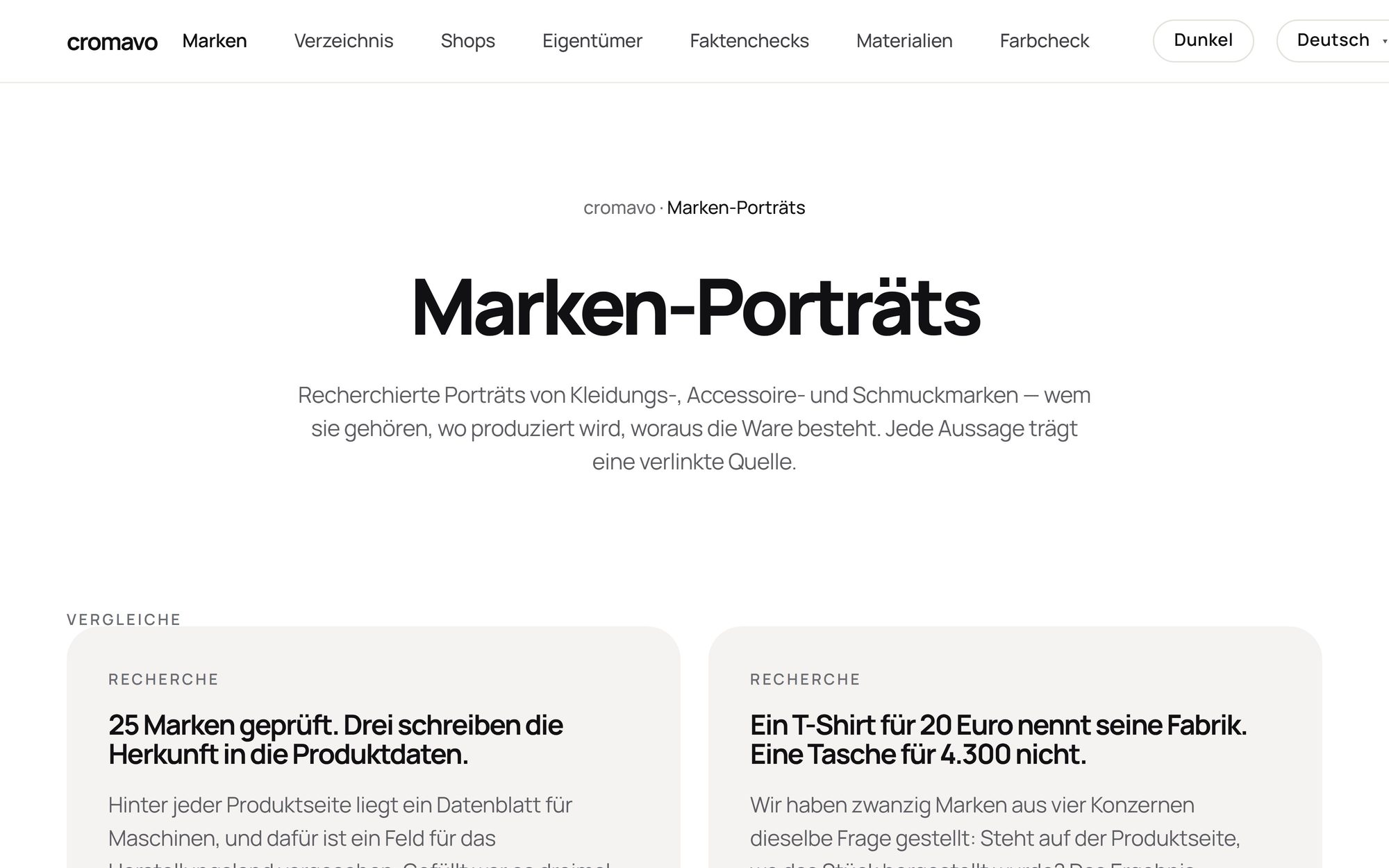 Screenshot cromavo.com/de/marken