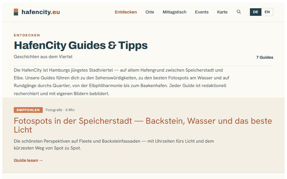 Screenshot hafencity.eu/guides