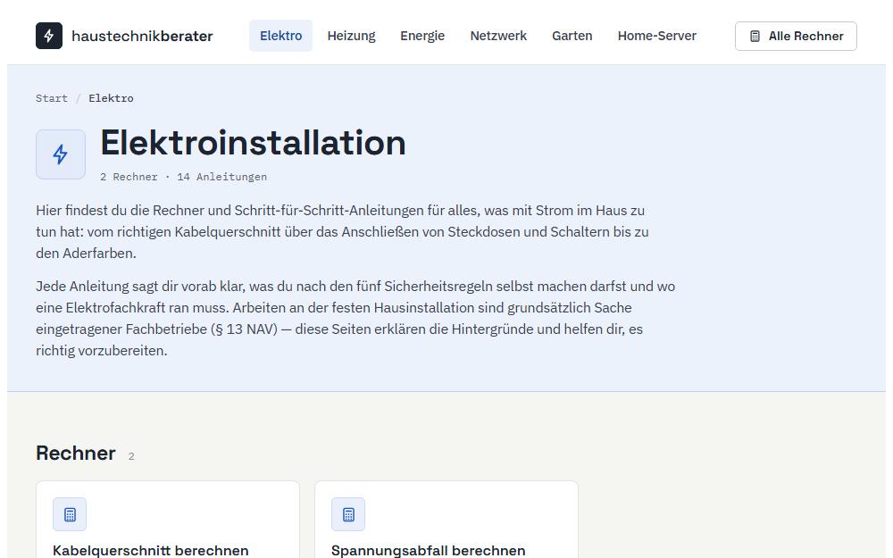 Screenshot haustechnikberater.com/elektro
