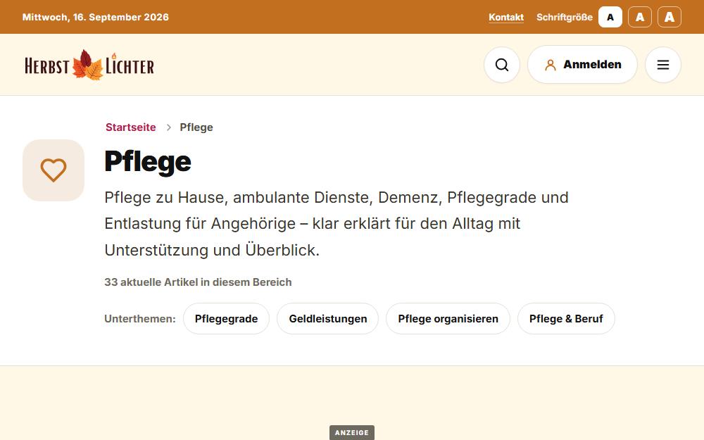 Screenshot herbstlichter.de/pflege