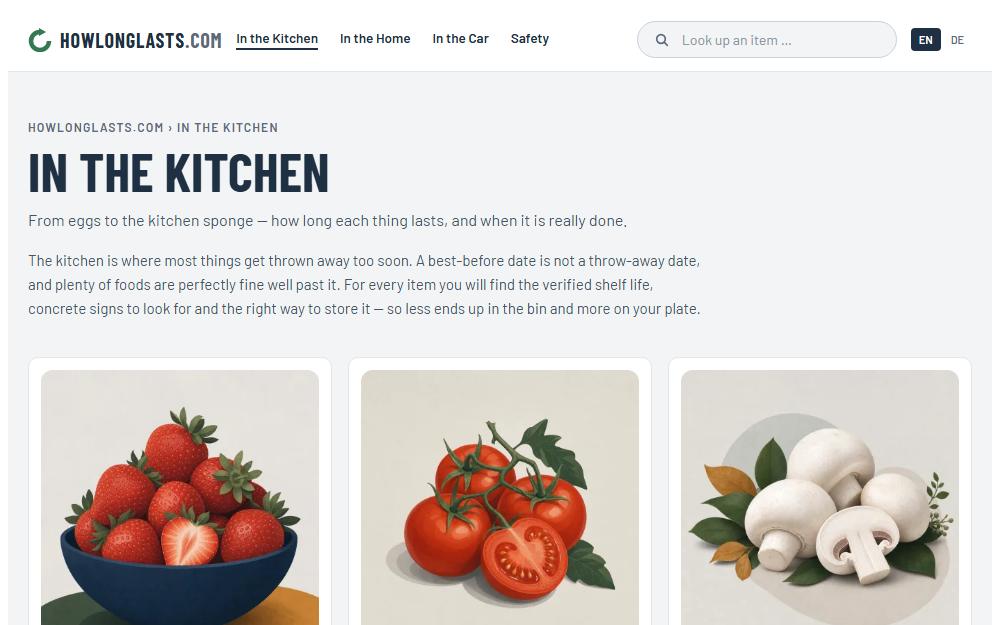 Screenshot howlonglasts.com/in-the-kitchen
