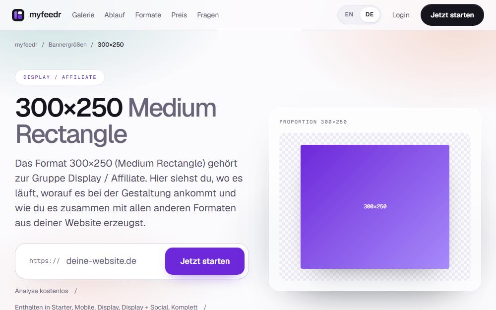 Screenshot myfeedr.com/de/banner/300x250