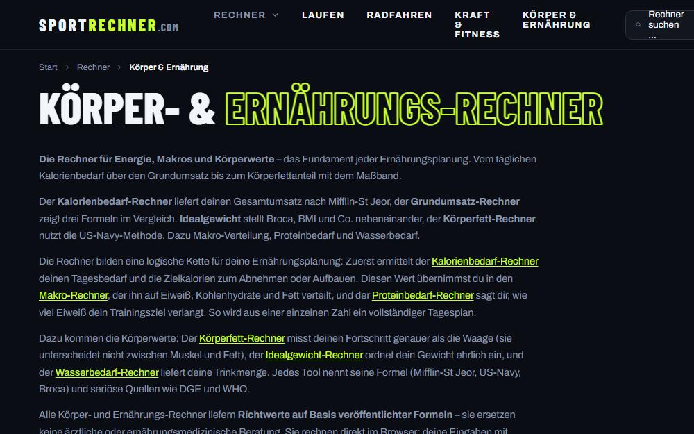 Screenshot sportrechner.com/koerper