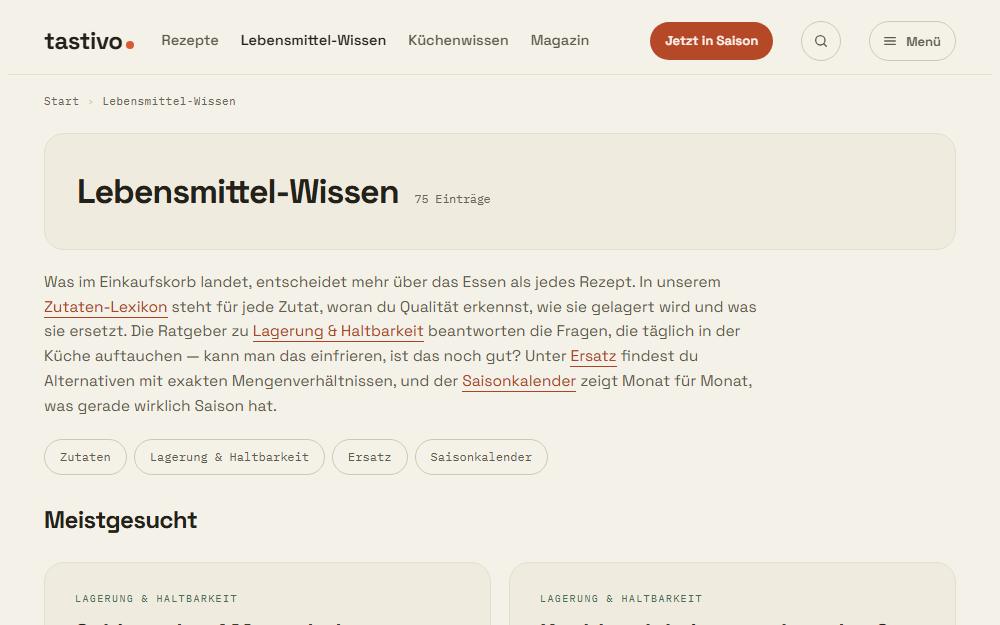 Screenshot tastivo.de/lebensmittel