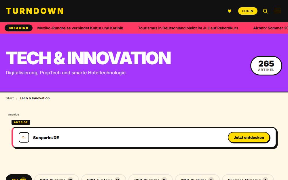 Screenshot turndown.de/tech-innovation
