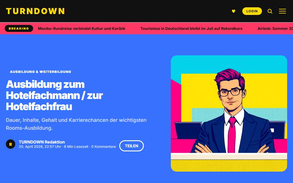 Screenshot turndown.de/karriere/ausbildung/hotelfachmann