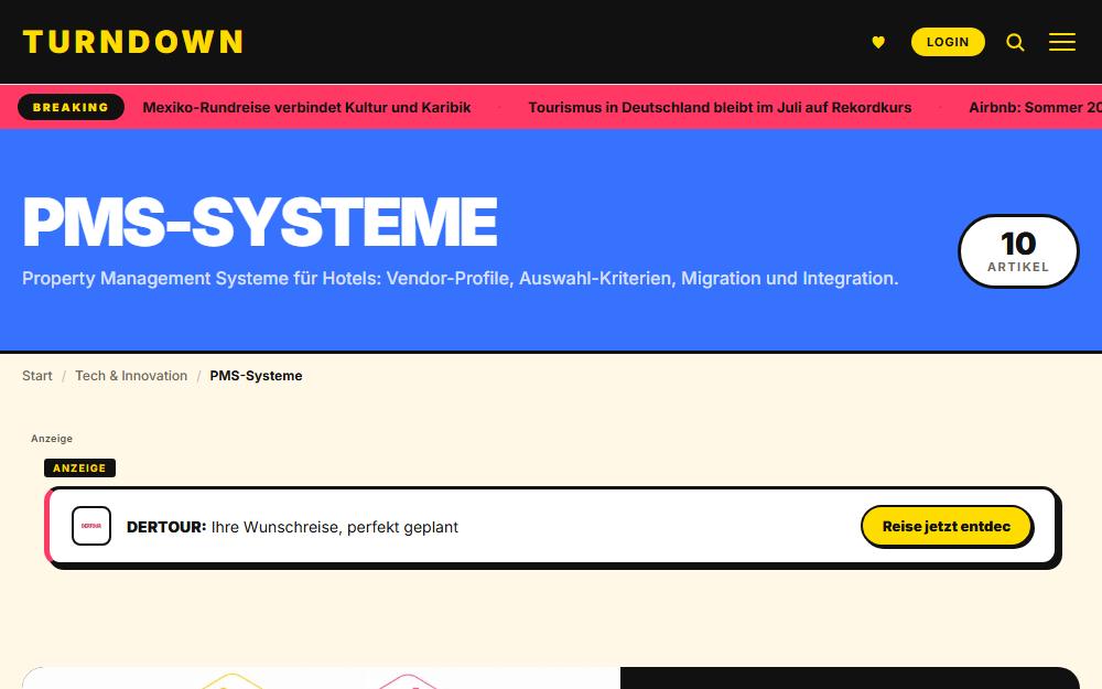 Screenshot turndown.de/tech-innovation/pms-systeme am Desktop