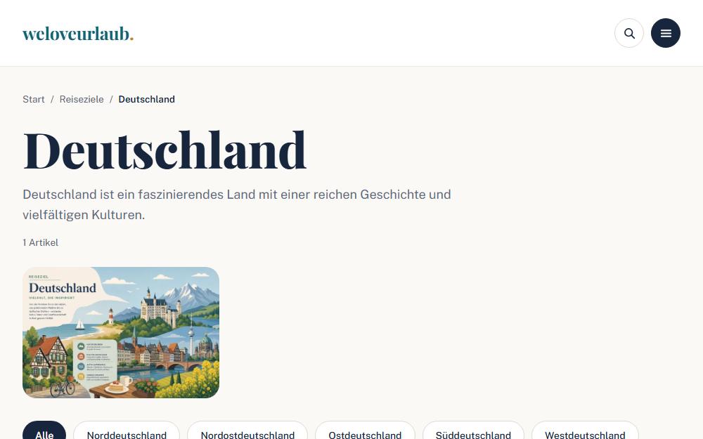 Screenshot weloveurlaub.de/reiseziele/deutschland
