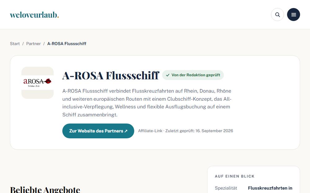 Screenshot weloveurlaub.de/partner/a-rosa-flussschiff