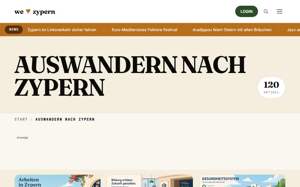 Screenshot welovezypern.de/auswandern-nach-zypern am Desktop